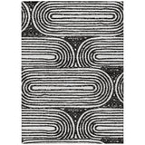 Homeroots 9' X 12' Black And White Abstract Washable Non Skid Indoor Outdoor Area Rug Black Polyester 561811