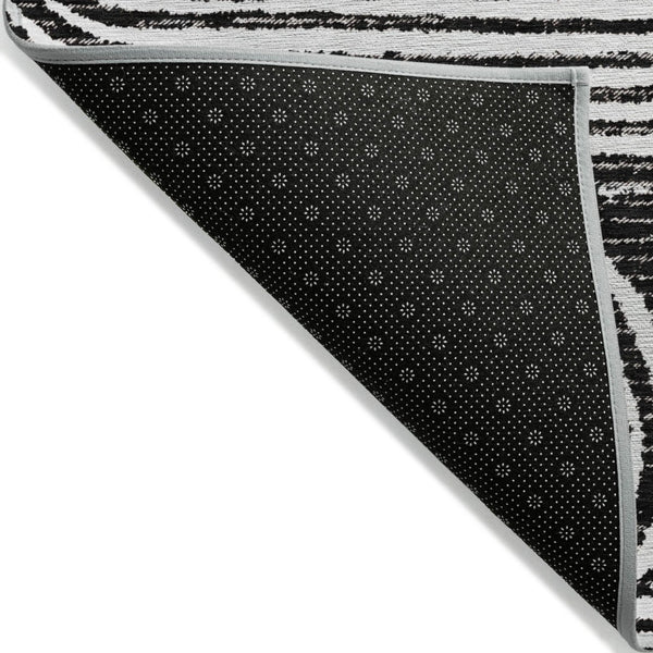 HomeRoots 5' X 8' Abstract Washable Non-Skid Area Rug - Stylish, Stain-Resistant Design for Indoor & Outdoor Use Black 561811