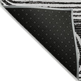 Homeroots 9' X 12' Black And White Abstract Washable Non Skid Indoor Outdoor Area Rug Black Polyester 561811