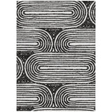 Homeroots 9' X 12' Black And White Abstract Washable Non Skid Indoor Outdoor Area Rug Black Polyester 561811