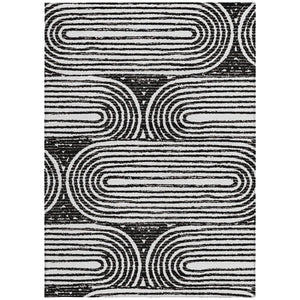 Homeroots 3' X 5' Stylish Abstract Washable Non-skid Area Rug For Indoor And Outdoor Use, Stain Resistant Black Polyester 561812