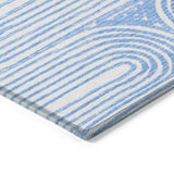 Homeroots 8' Runner Blue And White Abstract Washable Non Skid Indoor Outdoor Runner Rug Blue Polyester 561814