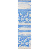 Homeroots 8' Runner Blue And White Abstract Washable Non Skid Indoor Outdoor Runner Rug Blue Polyester 561814