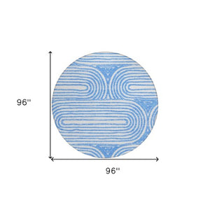 Homeroots 3' X 5' Stylish Abstract Washable Non-skid Area Rug For Indoor And Outdoor Use, Stain Resistant Blue Polyester 561818