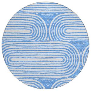 HomeRoots 5' X 8' Abstract Washable Non-Skid Area Rug - Stylish, Stain-Resistant Design for Indoor & Outdoor Use Blue 561818