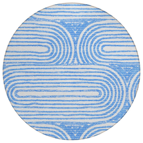 HomeRoots 5' X 8' Abstract Washable Non-Skid Area Rug - Stylish, Stain-Resistant Design for Indoor & Outdoor Use Blue 561818