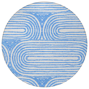 Homeroots 3' X 5' Stylish Abstract Washable Non-skid Area Rug For Indoor And Outdoor Use, Stain Resistant Blue Polyester 561818