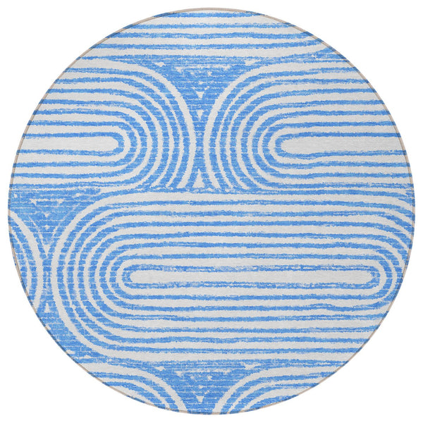 Homeroots 3' X 5' Stylish Abstract Washable Non-skid Area Rug For Indoor And Outdoor Use, Stain Resistant Blue Polyester 561818