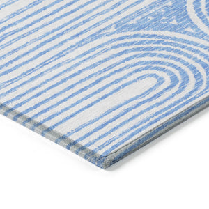Homeroots 3' X 5' Stylish Abstract Washable Non-skid Area Rug For Indoor And Outdoor Use, Stain Resistant Blue Polyester 561819