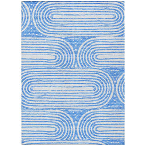 HomeRoots 5' X 8' Abstract Washable Non-Skid Area Rug - Stylish, Stain-Resistant Design for Indoor & Outdoor Use Blue 561820
