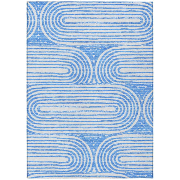 HomeRoots 5' X 8' Abstract Washable Non-Skid Area Rug - Stylish, Stain-Resistant Design for Indoor & Outdoor Use Blue 561820