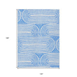 Homeroots 10' X 14' Blue And White Abstract Washable Non Skid Indoor Outdoor Area Rug Blue Polyester 561821