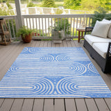 Homeroots 10' X 14' Blue And White Abstract Washable Non Skid Indoor Outdoor Area Rug Blue Polyester 561821