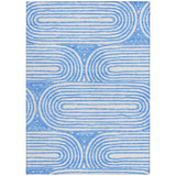 Homeroots 10' X 14' Blue And White Abstract Washable Non Skid Indoor Outdoor Area Rug Blue Polyester 561821