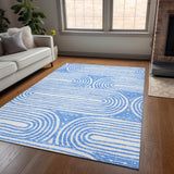 Homeroots 10' X 14' Blue And White Abstract Washable Non Skid Indoor Outdoor Area Rug Blue Polyester 561821