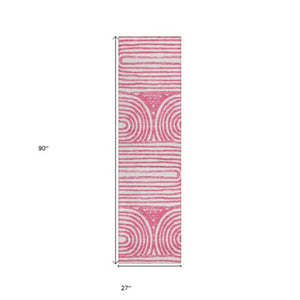 Homeroots 3' X 5' Stylish Abstract Washable Non-skid Area Rug For Indoor And Outdoor Use, Stain Resistant Blush Polyester 561823