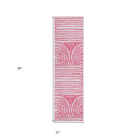 Homeroots 3' X 5' Stylish Abstract Washable Non-skid Area Rug For Indoor And Outdoor Use, Stain Resistant Blush Polyester 561823