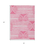 Homeroots 3' X 5' Blush Abstract Washable Non Skid Indoor Outdoor Area Rug Blush Polyester 561825