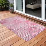 Homeroots 3' X 5' Blush Abstract Washable Non Skid Indoor Outdoor Area Rug Blush Polyester 561825