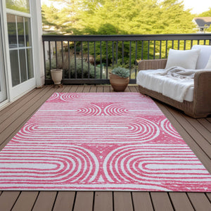 Homeroots 3' X 5' Stylish Abstract Washable Non-skid Area Rug For Indoor And Outdoor Use, Stain Resistant Blush Polyester 561826
