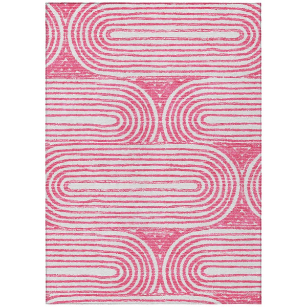 HomeRoots 5' X 8' Abstract Washable Non-Skid Area Rug - Stylish, Stain-Resistant Design for Indoor & Outdoor Use Blush 561826
