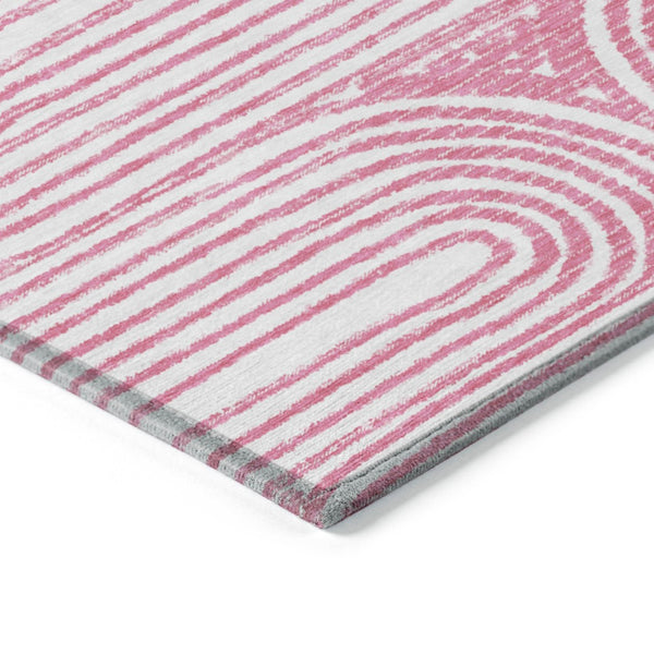 Homeroots 3' X 5' Stylish Abstract Washable Non-skid Area Rug For Indoor And Outdoor Use, Stain Resistant Blush Polyester 561826