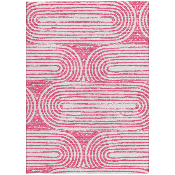 Homeroots 3' X 5' Stylish Abstract Washable Non-skid Area Rug For Indoor And Outdoor Use, Stain Resistant Blush Polyester 561826
