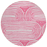 Homeroots 8' Round Blush Round Abstract Washable Non Skid Indoor Outdoor Area Rug Blush Polyester 561827