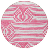 Homeroots 8' Round Blush Round Abstract Washable Non Skid Indoor Outdoor Area Rug Blush Polyester 561827