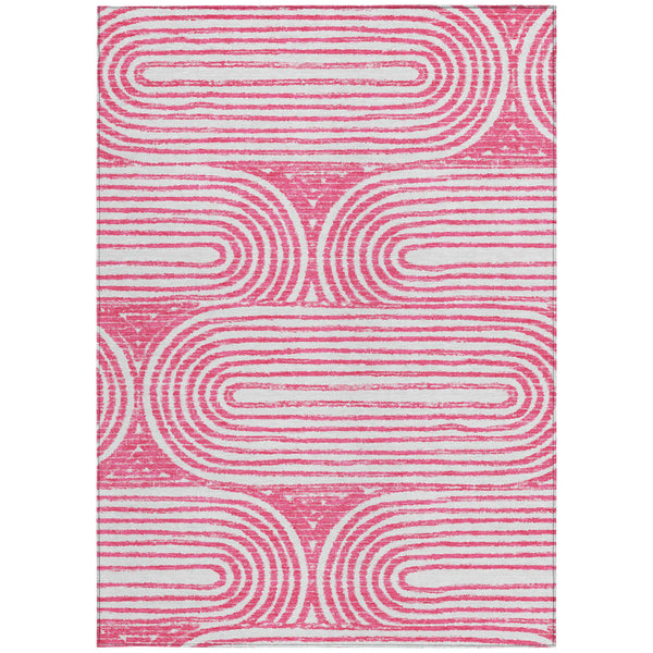 Homeroots 8' X 10' Blush Abstract Washable Non Skid Indoor Outdoor Area Rug Blush Polyester 561828