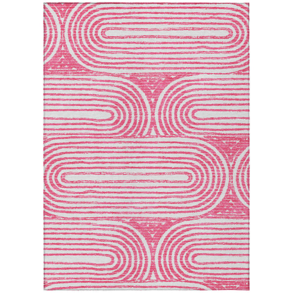 Homeroots 8' X 10' Blush Abstract Washable Non Skid Indoor Outdoor Area Rug Blush Polyester 561828