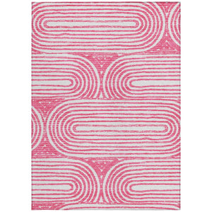 HomeRoots 5' X 8' Abstract Washable Non-Skid Area Rug - Stylish, Stain-Resistant Design for Indoor & Outdoor Use Blush 561828