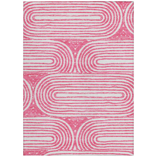 HomeRoots 5' X 8' Abstract Washable Non-Skid Area Rug - Stylish, Stain-Resistant Design for Indoor & Outdoor Use Blush 561828