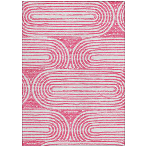 Homeroots 3' X 5' Stylish Abstract Washable Non-skid Area Rug For Indoor And Outdoor Use, Stain Resistant Blush Polyester 561830