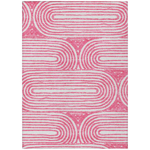 HomeRoots 5' X 8' Abstract Washable Non-Skid Area Rug - Stylish, Stain-Resistant Design for Indoor & Outdoor Use Blush 561830
