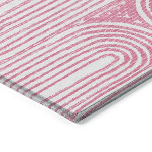 Homeroots 3' X 5' Stylish Abstract Washable Non-skid Area Rug For Indoor And Outdoor Use, Stain Resistant Blush Polyester 561830