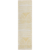 Homeroots 8' Runner Gold And White Abstract Washable Non Skid Indoor Outdoor Runner Rug Gold Polyester 561832