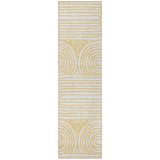 Homeroots 8' Runner Gold And White Abstract Washable Non Skid Indoor Outdoor Runner Rug Gold Polyester 561832