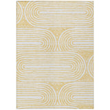 Homeroots 3' X 5' Gold And White Abstract Washable Non Skid Indoor Outdoor Area Rug Gold Polyester 561834