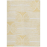 Homeroots 3' X 5' Gold And White Abstract Washable Non Skid Indoor Outdoor Area Rug Gold Polyester 561834