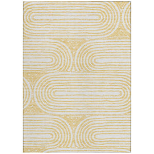 HomeRoots 5' X 8' Abstract Washable Non-Skid Area Rug - Stylish, Stain-Resistant Design for Indoor & Outdoor Use Gold 561835