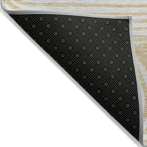 HomeRoots 5' X 8' Abstract Washable Non-Skid Area Rug - Stylish, Stain-Resistant Design for Indoor & Outdoor Use Gold 561837