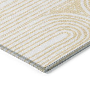 Homeroots 3' X 5' Stylish Abstract Washable Non-skid Area Rug For Indoor And Outdoor Use, Stain Resistant Gold Polyester 561838