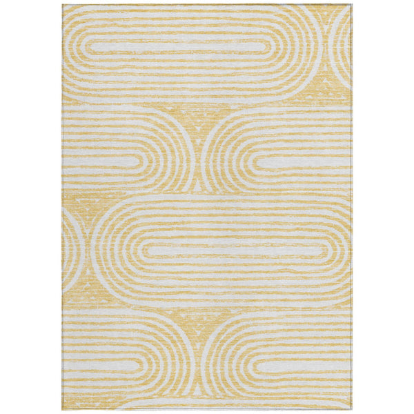 Homeroots 3' X 5' Stylish Abstract Washable Non-skid Area Rug For Indoor And Outdoor Use, Stain Resistant Gold Polyester 561839