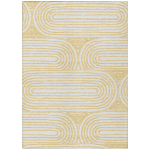 HomeRoots 5' X 8' Abstract Washable Non-Skid Area Rug - Stylish, Stain-Resistant Design for Indoor & Outdoor Use Gold 561839