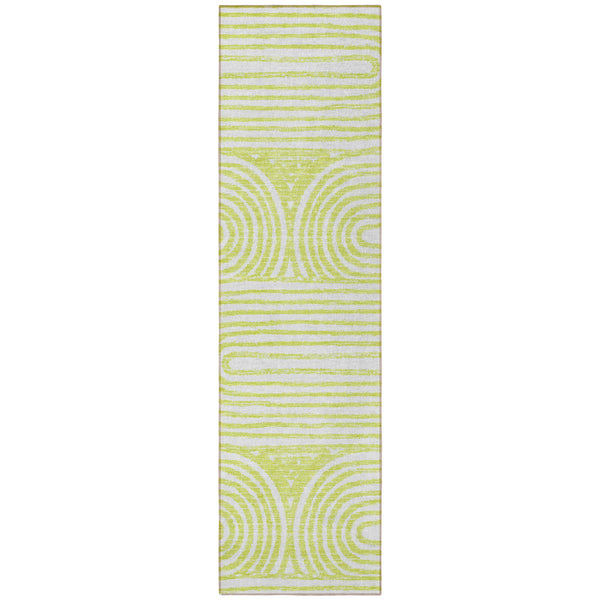 Homeroots 8' Runner Green And White Abstract Washable Non Skid Indoor Outdoor Runner Rug Green Polyester 561841