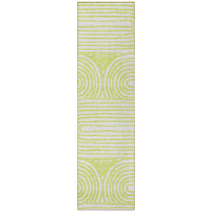 Homeroots 8' Runner Green And White Abstract Washable Non Skid Indoor Outdoor Runner Rug Green Polyester 561841