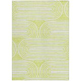 Homeroots 5' X 8' Green And White Abstract Washable Non Skid Indoor Outdoor Area Rug Green Polyester 561844