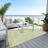 Homeroots 5' X 8' Green And White Abstract Washable Non Skid Indoor Outdoor Area Rug Green Polyester 561844