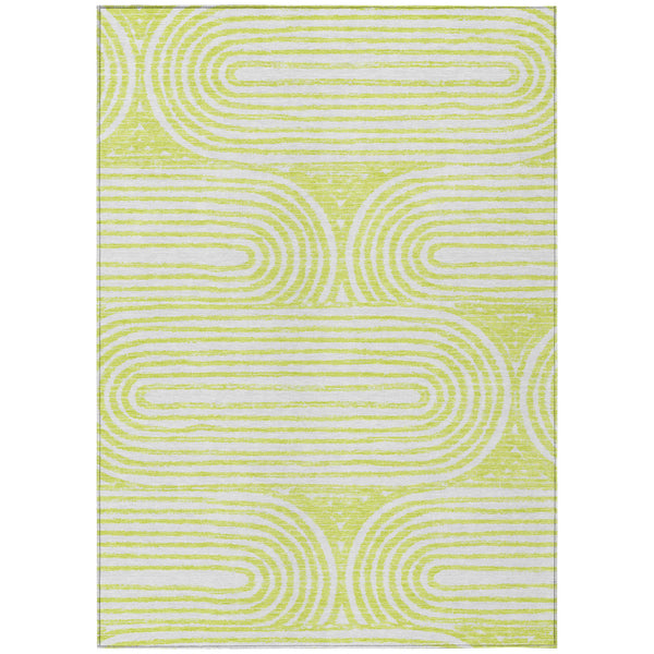 Homeroots 5' X 8' Green And White Abstract Washable Non Skid Indoor Outdoor Area Rug Green Polyester 561844